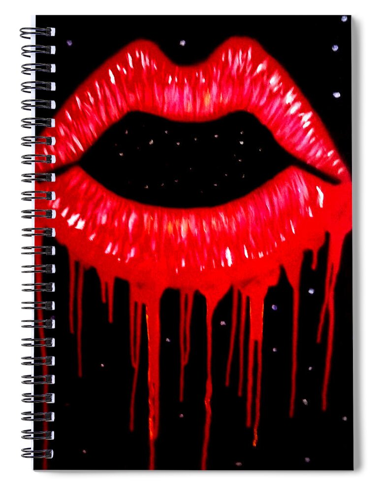 Lips Spiral Notebook featuring the painting Scarlett Lips by Anna Adams