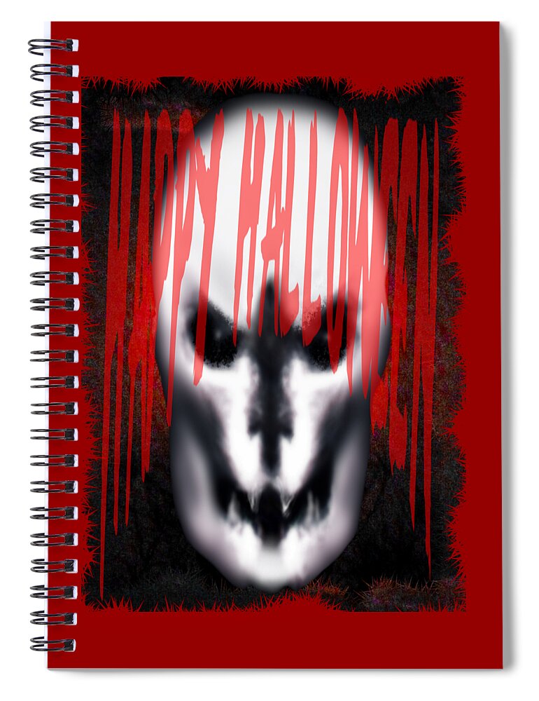Scary Spiral Notebook featuring the digital art Scary Happy Halloween Design for Cards Shirts and Cups by Delynn Addams