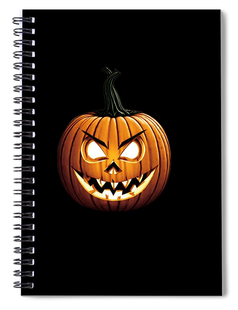 Cool Spiral Notebook featuring the digital art Scary Jack-O-Lantern Halloween by Flippin Sweet Gear