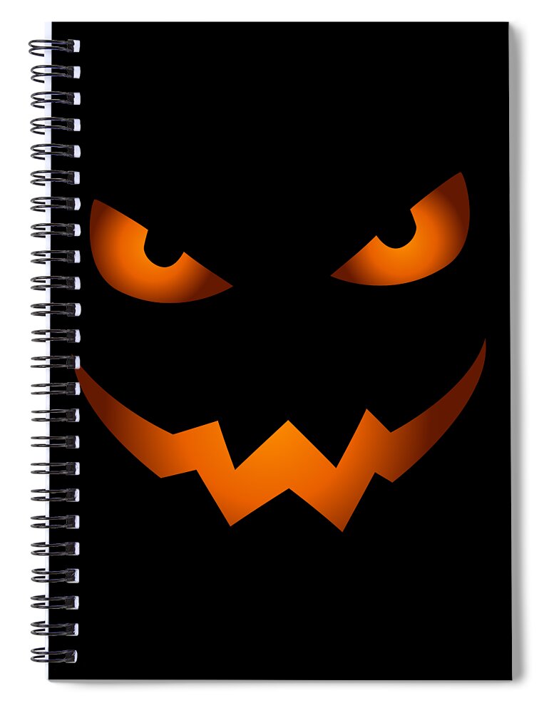 Scary Pumpkin Spiral Notebook featuring the digital art Scary Jack O Lantern Pumpkin Face Halloween Costume by Flippin Sweet Gear