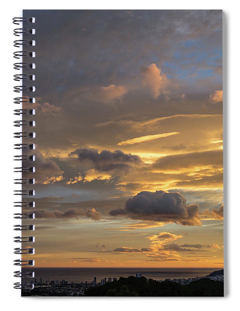 Clouds Spiral Notebook featuring the photograph Scenic sunset sky in Calpe by Adriana Mueller