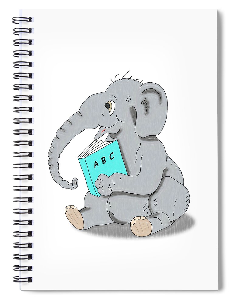 Elephant Spiral Notebook featuring the digital art School Time by John Haldane