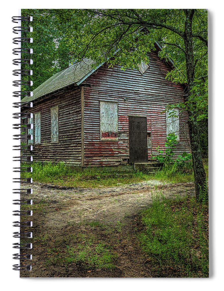 Atsion Spiral Notebook featuring the photograph Schoolhouse In The Woods by Kristia Adams