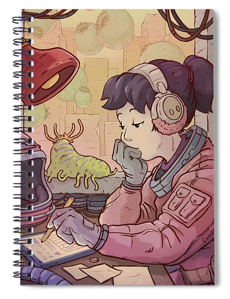  Spiral Notebook featuring the digital art Scifi Beats To Relax/study To by EvanArt - Evan Miller