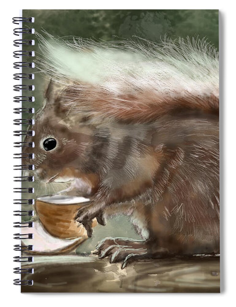 #scottishwildlife #animalportrait #rebelle #watercolor Spiral Notebook featuring the digital art Sciurus Vulgaris- Scottish Red Squirrel by Rob Hartman