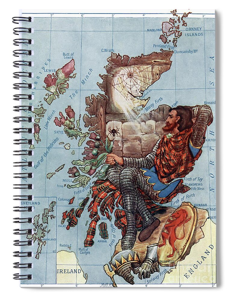 1912 Spiral Notebook featuring the drawing Scotland. Robert Bruce Watches the Spider by Lilian Tennant
