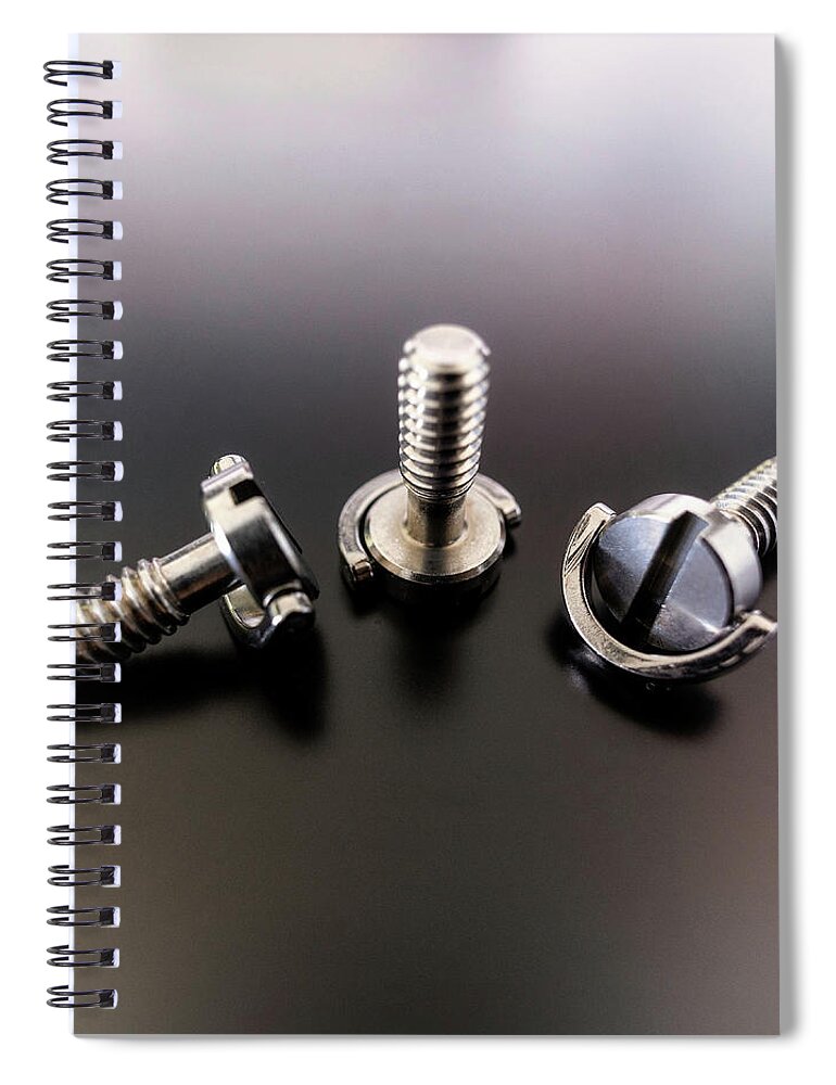 1/4 Inch Spiral Notebook featuring the photograph Screws triplet by Micah Offman