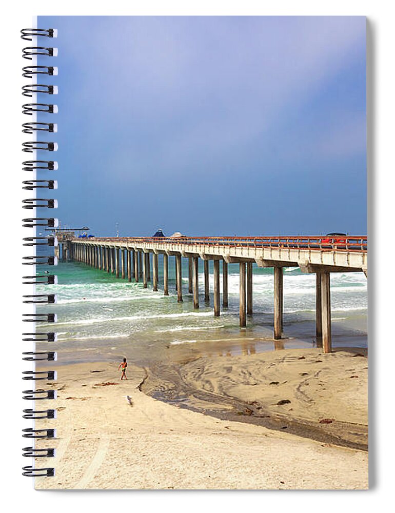 Scripps Pier Spiral Notebook featuring the photograph Scripps Pier View by Alison Frank