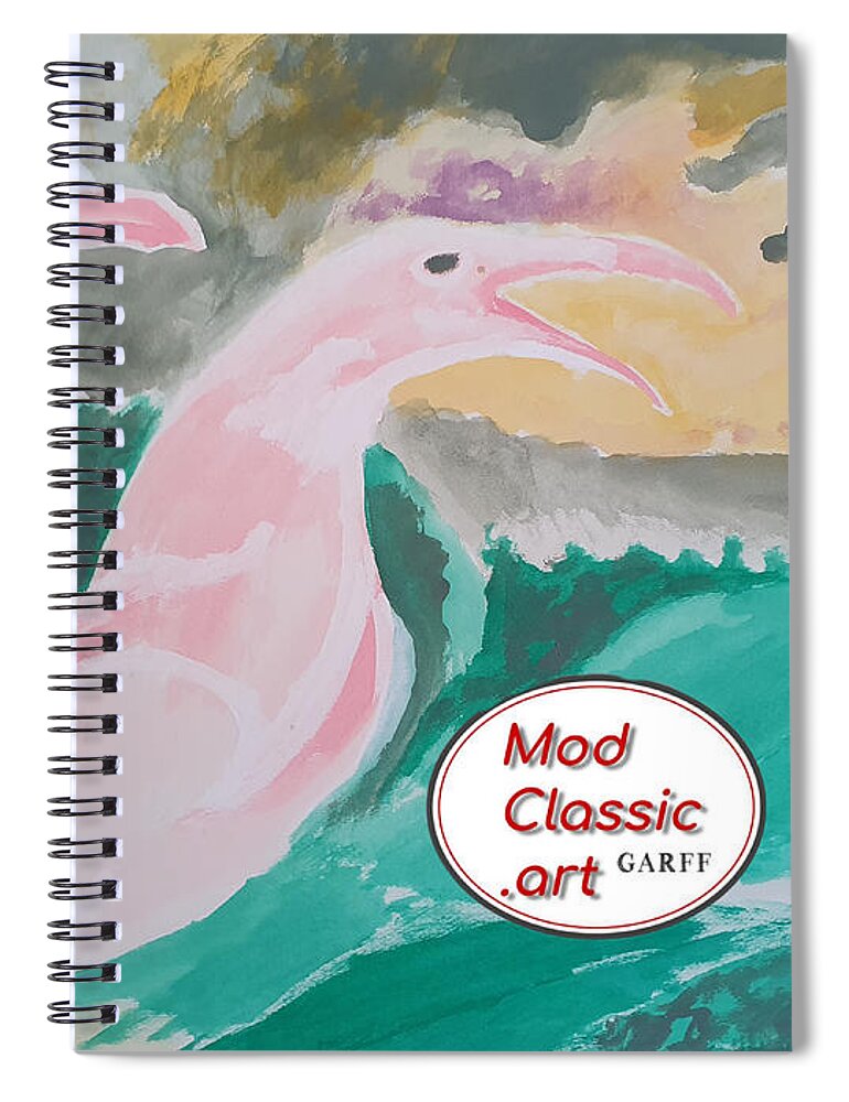 Seagulls Spiral Notebook featuring the painting Sea Gulls with Waves ModClassic Art by Enrico Garff