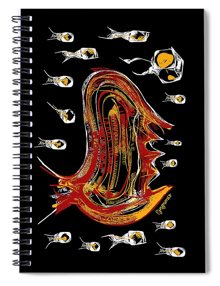 Sea Spiral Notebook featuring the digital art Sea life by Ljev Rjadcenko