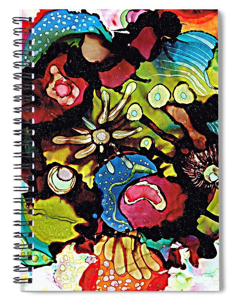 Alcohol Ink Spiral Notebook featuring the painting Sea Of Knowledge.. by Jolanta Anna Karolska