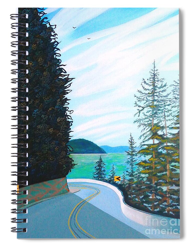 Squamish Spiral Notebook featuring the painting Sea to Sky by John Lyes