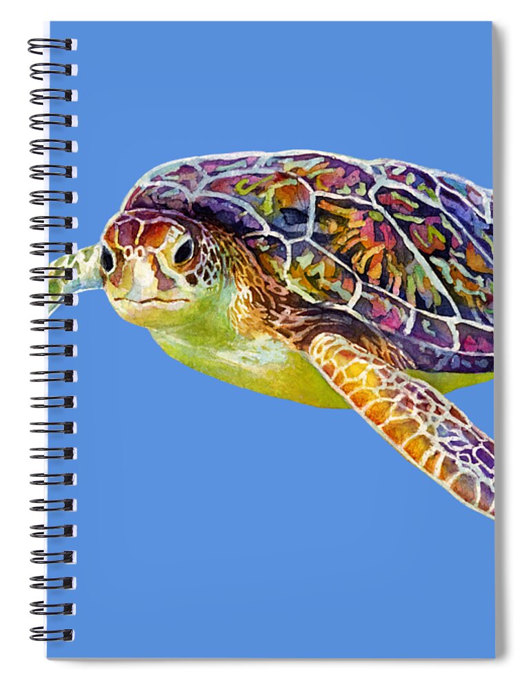 Turtle Spiral Notebook featuring the painting Sea Turtle 3 - solid background by Hailey E Herrera