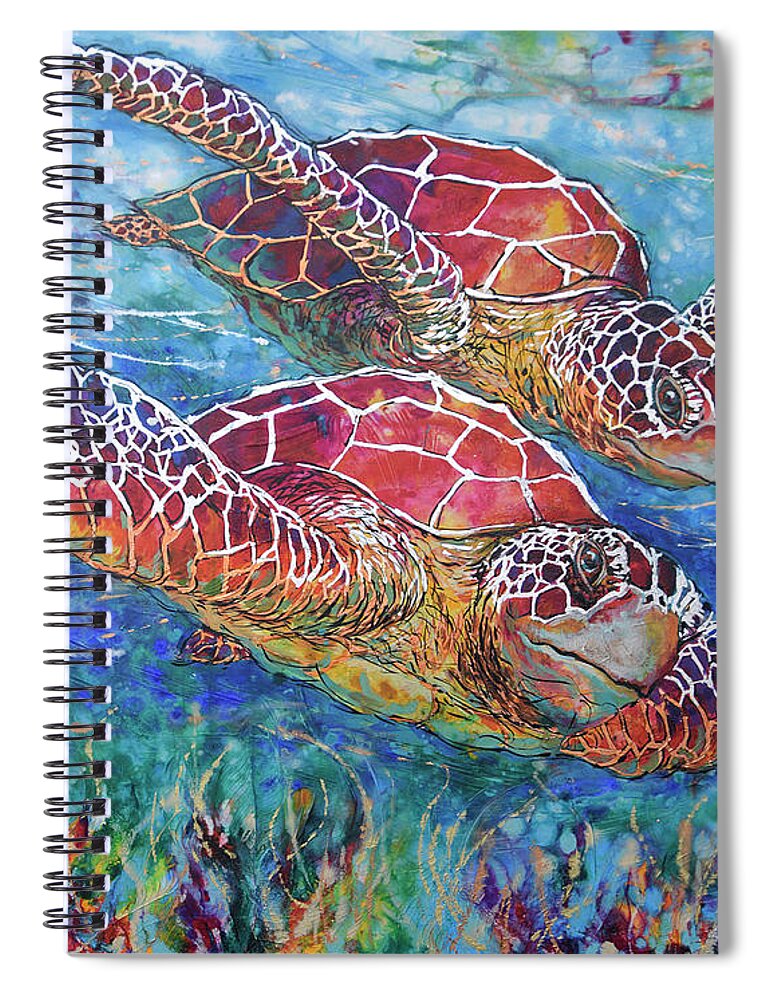  Spiral Notebook featuring the painting Sea Turtle Buddies III by Jyotika Shroff