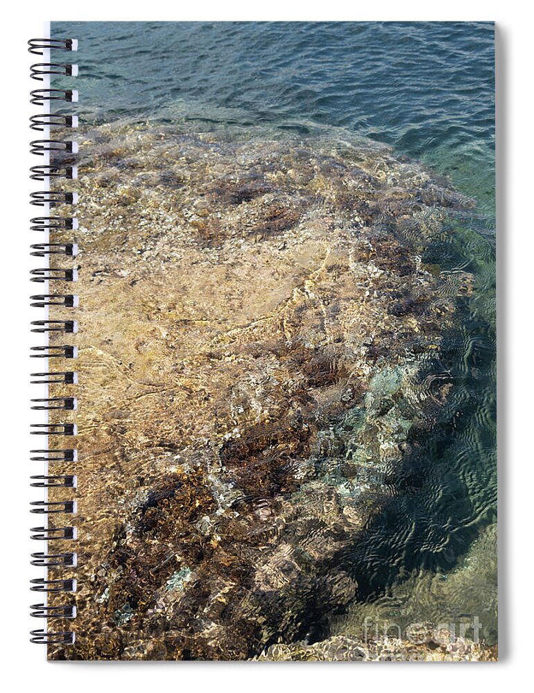 Mediterranean Spiral Notebook featuring the photograph Sea water and rocks in a cove on the Mediterranean coast by Adriana Mueller