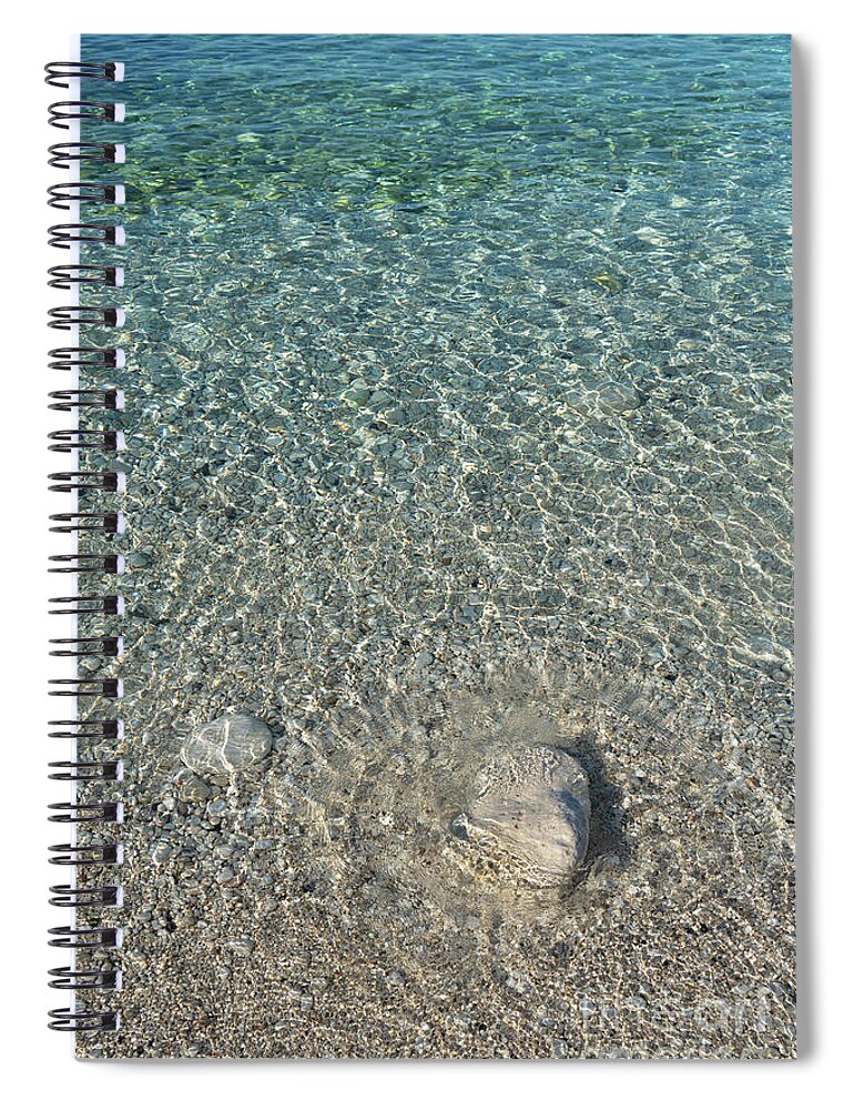 Mediterranean Spiral Notebook featuring the photograph Sea water, gentle waves and sunlight by Adriana Mueller