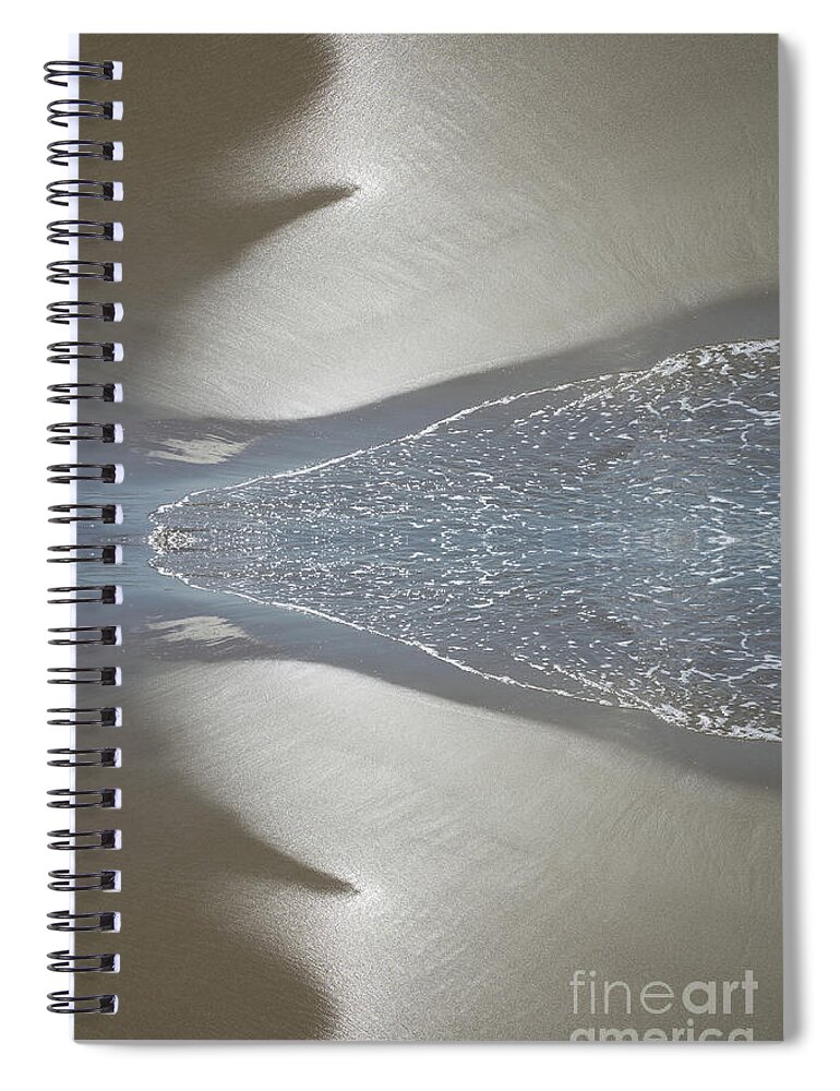 Sea Water Spiral Notebook featuring the photograph Sea water meets silver sand. Abstract beach 2 by Adriana Mueller