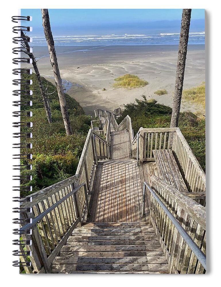Beach Spiral Notebook featuring the photograph Seabrook Beach Stairs by Jerry Abbott