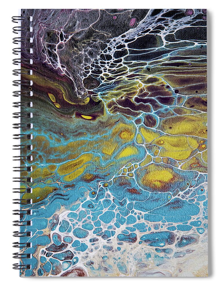 Abstract Spiral Notebook featuring the painting Seafoam Abstract by Jani Freimann