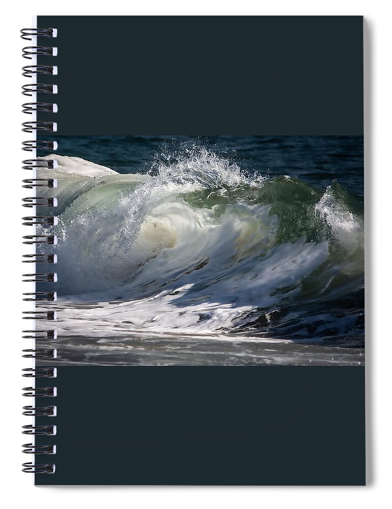 Sea Spiral Notebook featuring the photograph Seafoam Glow by Linda Bonaccorsi