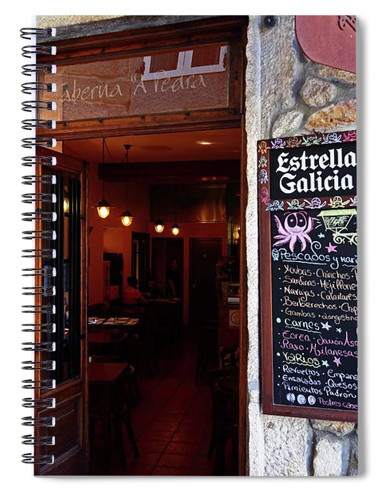 Spain Spiral Notebook featuring the photograph Seafood menus in Vigo Galicia Spain by James Brunker