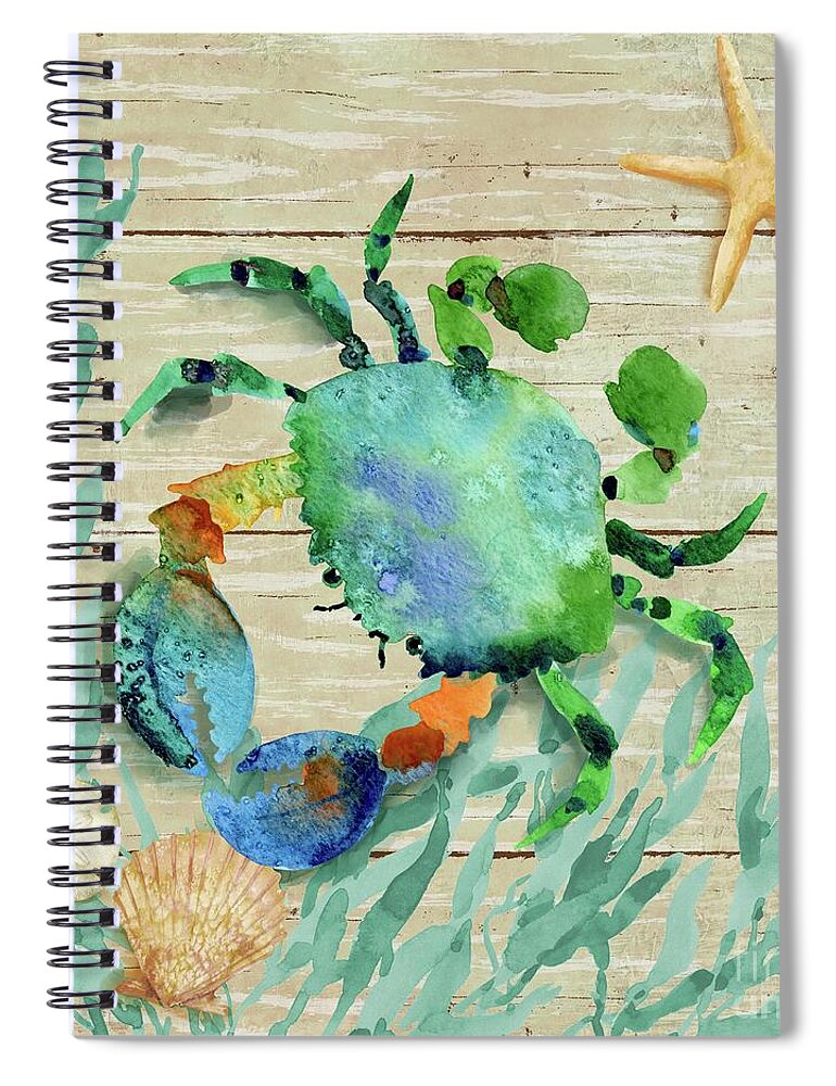 Watercolor Spiral Notebook featuring the painting Seagrove Crab II by Paul Brent