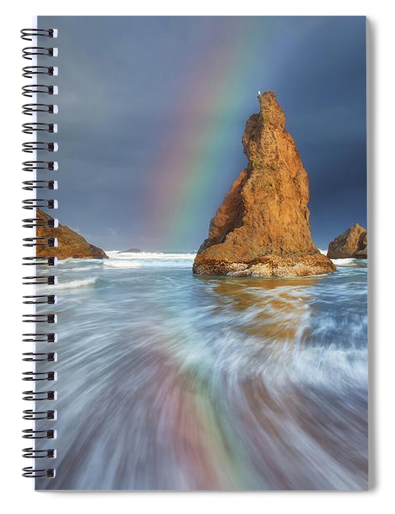 Oregon Spiral Notebook featuring the photograph Seagull Storm Watch by Darren White