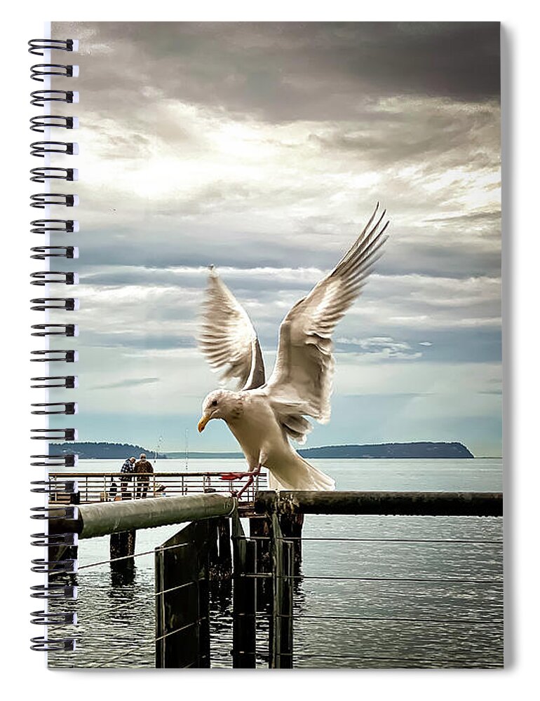 Seabird Spiral Notebook featuring the photograph Seagull's landing by Anamar Pictures