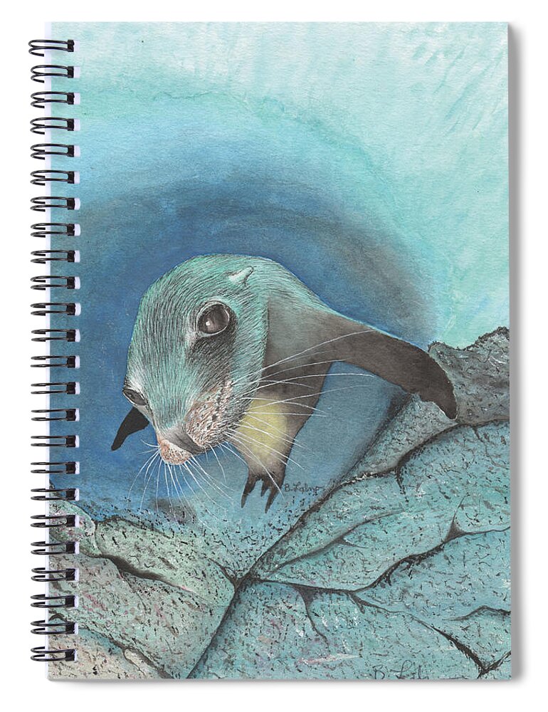 Seal Spiral Notebook featuring the painting Seal Pup by Bob Labno