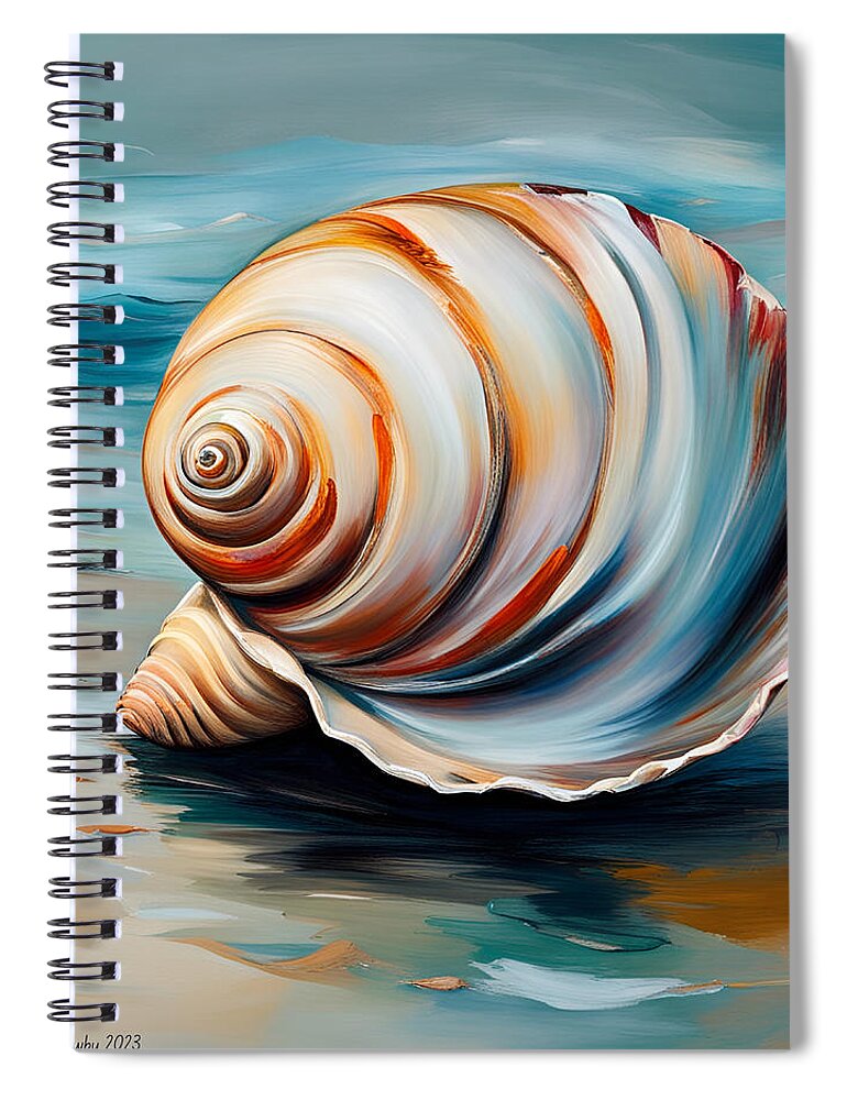 Newby Spiral Notebook featuring the digital art Seashell 3 by Cindy's Creative Corner