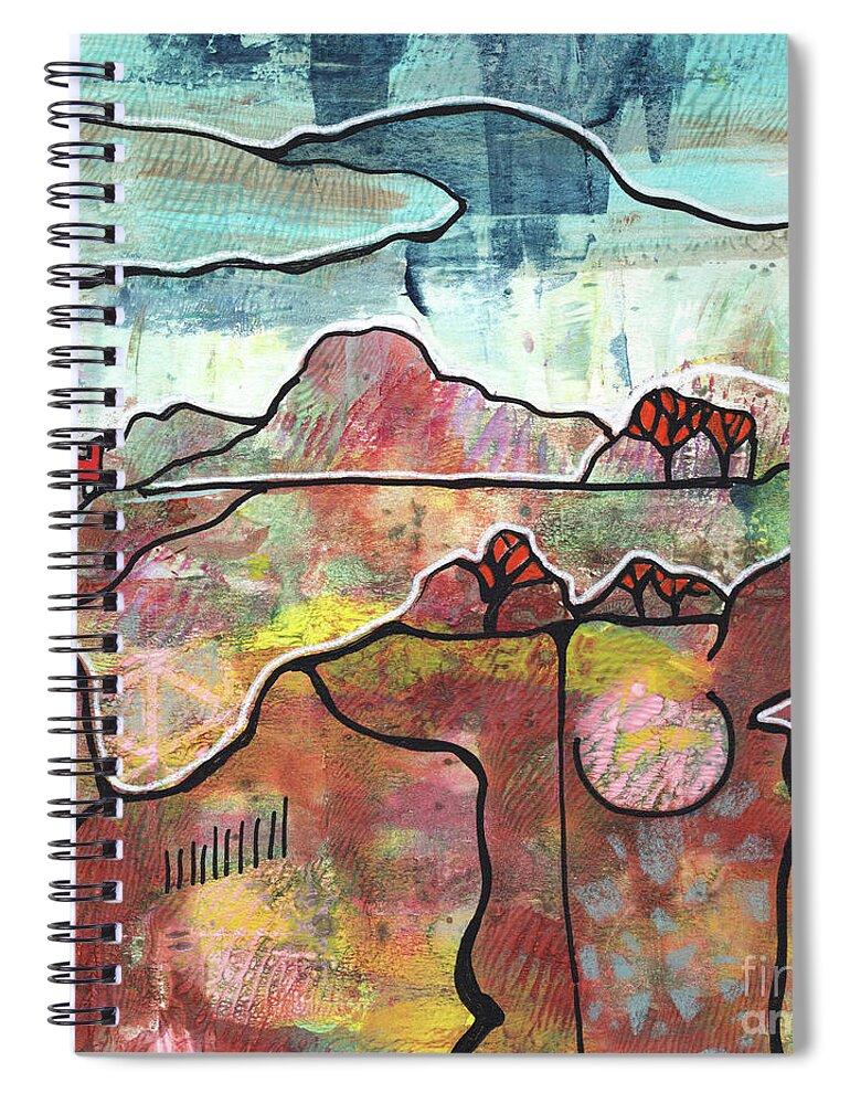  Spiral Notebook featuring the painting Seasonal Landscape - Autumn by Ariadna De Raadt
