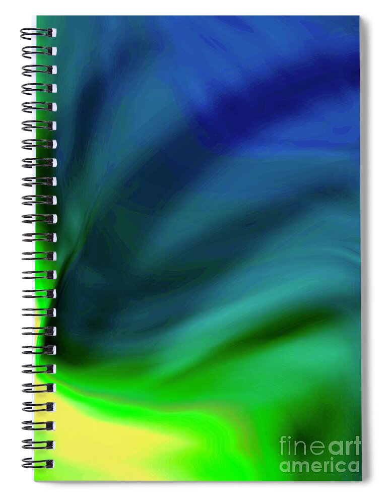 Vibrant Blue And Green Spiral Notebook featuring the digital art Seasons Altered by Glenn Hernandez