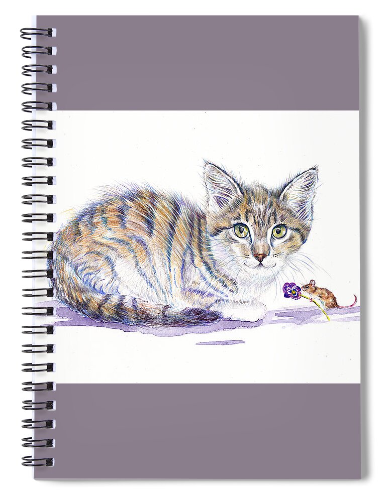 Cats Spiral Notebook featuring the painting Secret Friends by Debra Hall