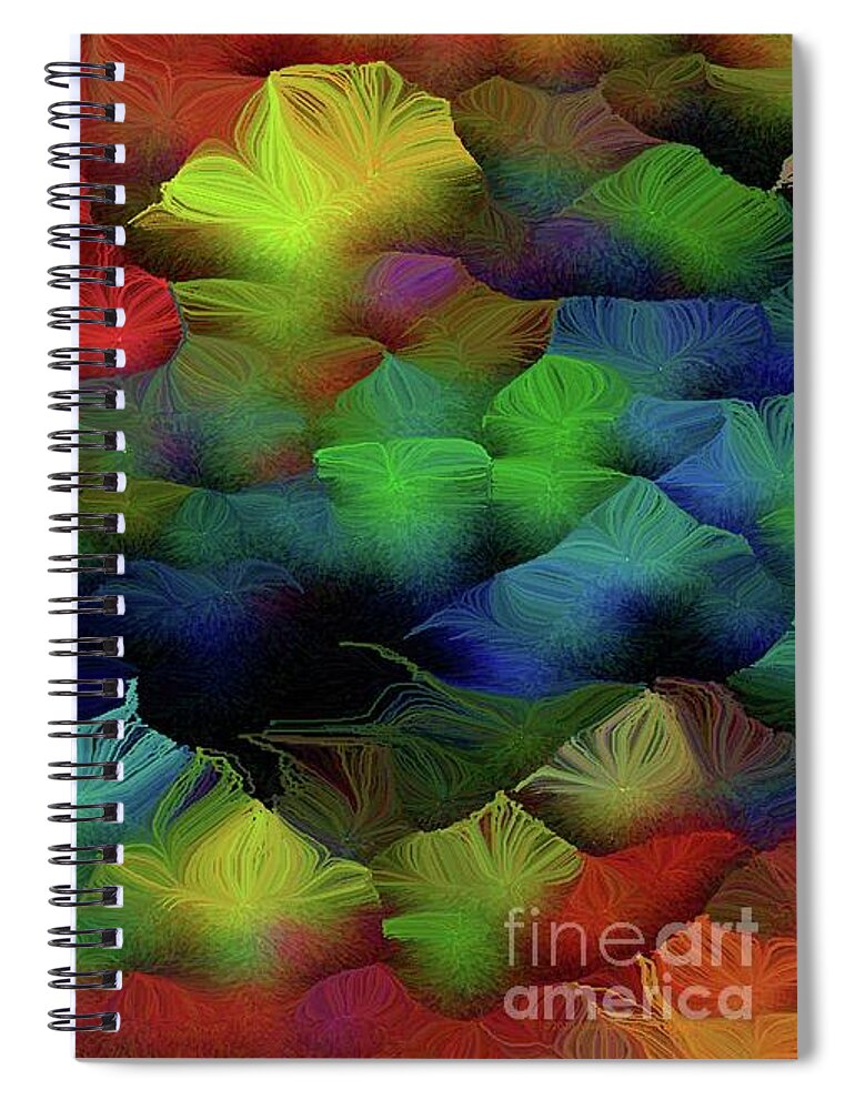 Secrets Spiral Notebook featuring the painting Secrets of the Meadow in the Mist Number 3 by Aberjhani
