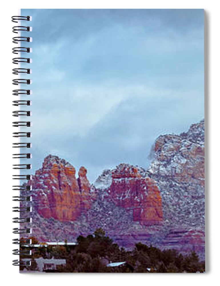 1709p_sedona_snow Spiral Notebook featuring the photograph Sedona Snow 1709P by Kenneth Johnson