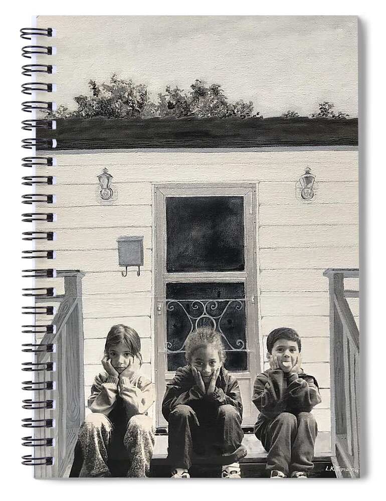 Children Spiral Notebook featuring the mixed media See No Evil,Hear No Evil, Do No Evil by Leah Tomaino
