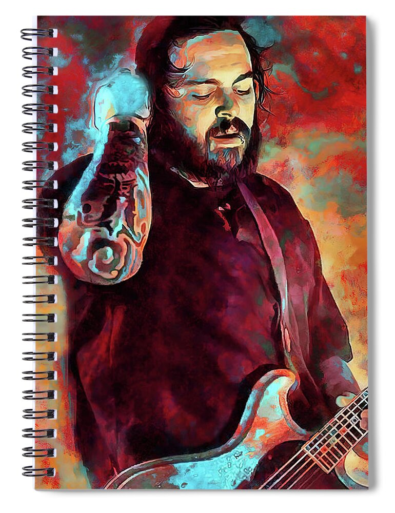 Seether Spiral Notebook featuring the mixed media Seether Shaun Morgan Art Rise Above This by The Rocker Chic
