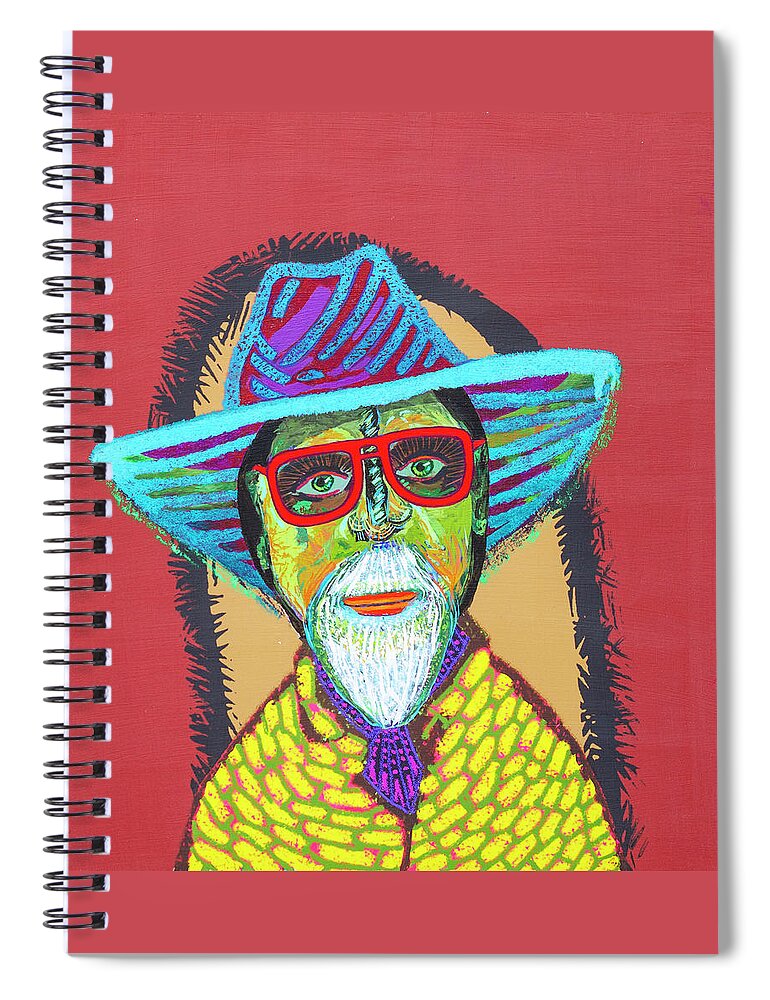 Visionary Visionaryart Art Painting 16x16 Self Selfportrait Portrait Bluehat Spiral Notebook featuring the painting Self by Hone Williams