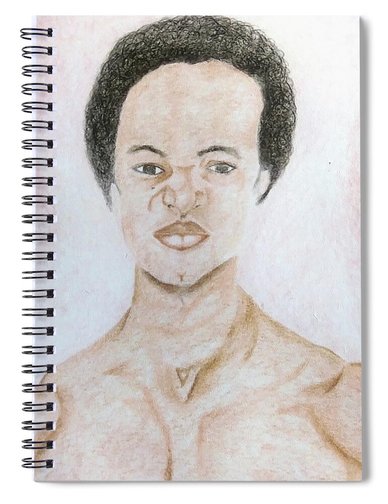 Black Art Spiral Notebook featuring the drawing Self Portrait by Donald C-Note Hooker
