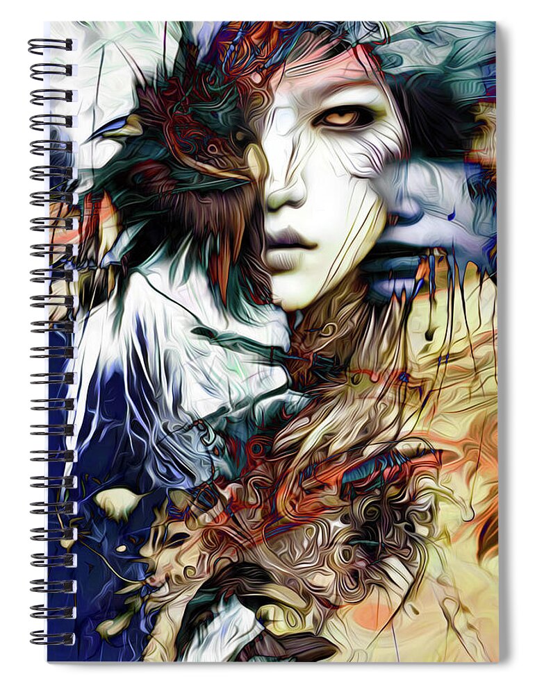 Visionary Spiral Notebook featuring the digital art Self-Reflection by Jeff Malderez