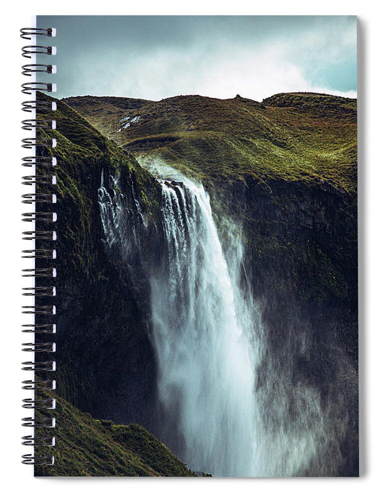 Iceland Spiral Notebook featuring the photograph Seljalandsfoss by Marino Flovent