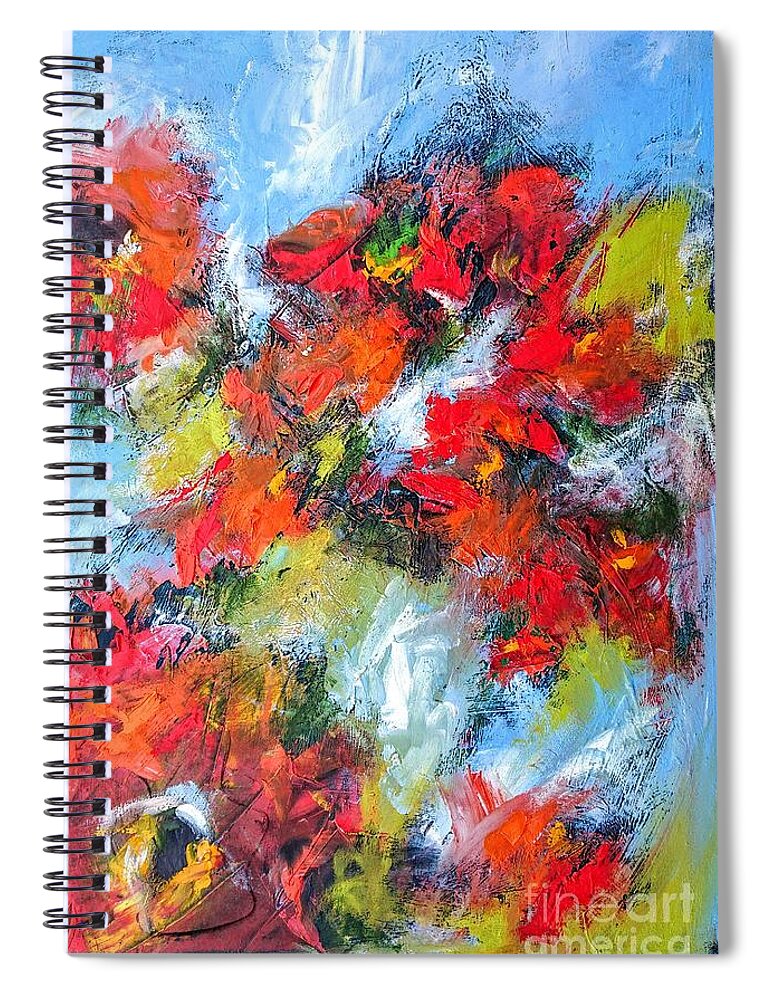 Flowers Floral Art Floral Artist Spiral Notebook featuring the painting paintings of Semi abstract flowers by Mary Cahalan Lee - aka PIXI