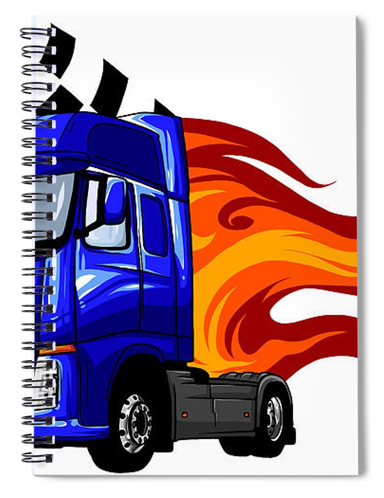 Semi Truck with Trailer Cartoon Vector Illustration Spiral Notebook by Dean  Zangirolami - Fine Art America