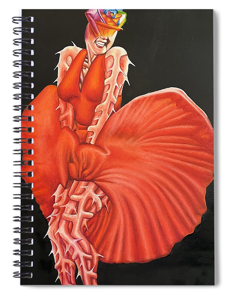 America Spiral Notebook featuring the painting SENSUALITY5 Marilyn monROSE by O Yemi Tubi