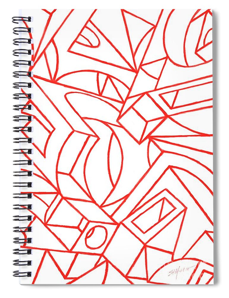 Red Spiral Notebook featuring the digital art Sentences by Wade Hampton