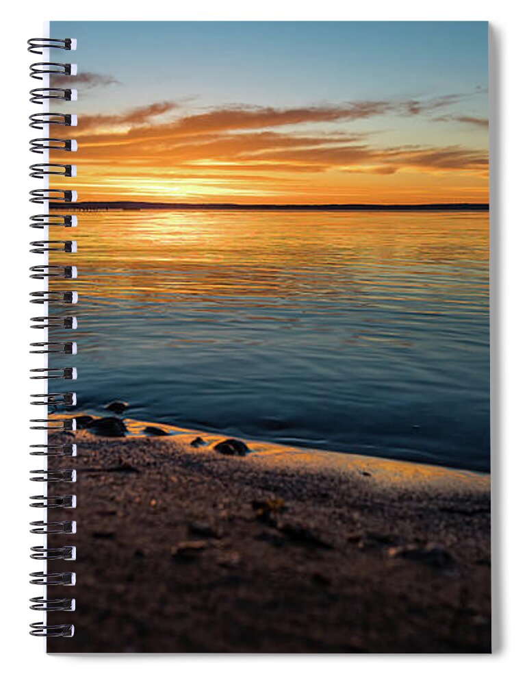 Shoreline Spiral Notebook featuring the photograph Serene Sunrise by Joe Holley