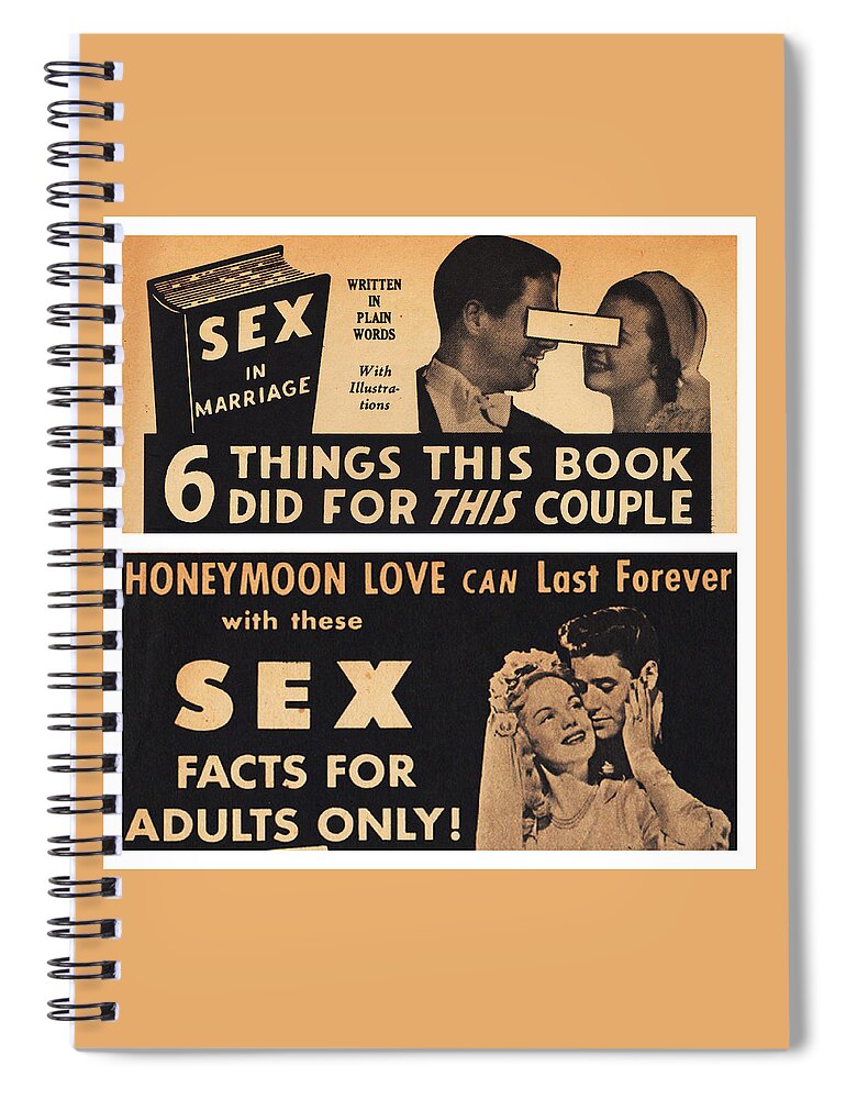 Sex Advice Spiral Notebook featuring the mixed media Sex Facts For Adults Only by Sally Edelstein