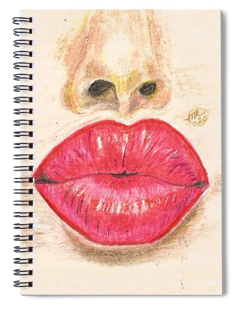 Sexy Red Lips Spiral Notebook featuring the painting Sexy Red Lips by Monica Resinger
