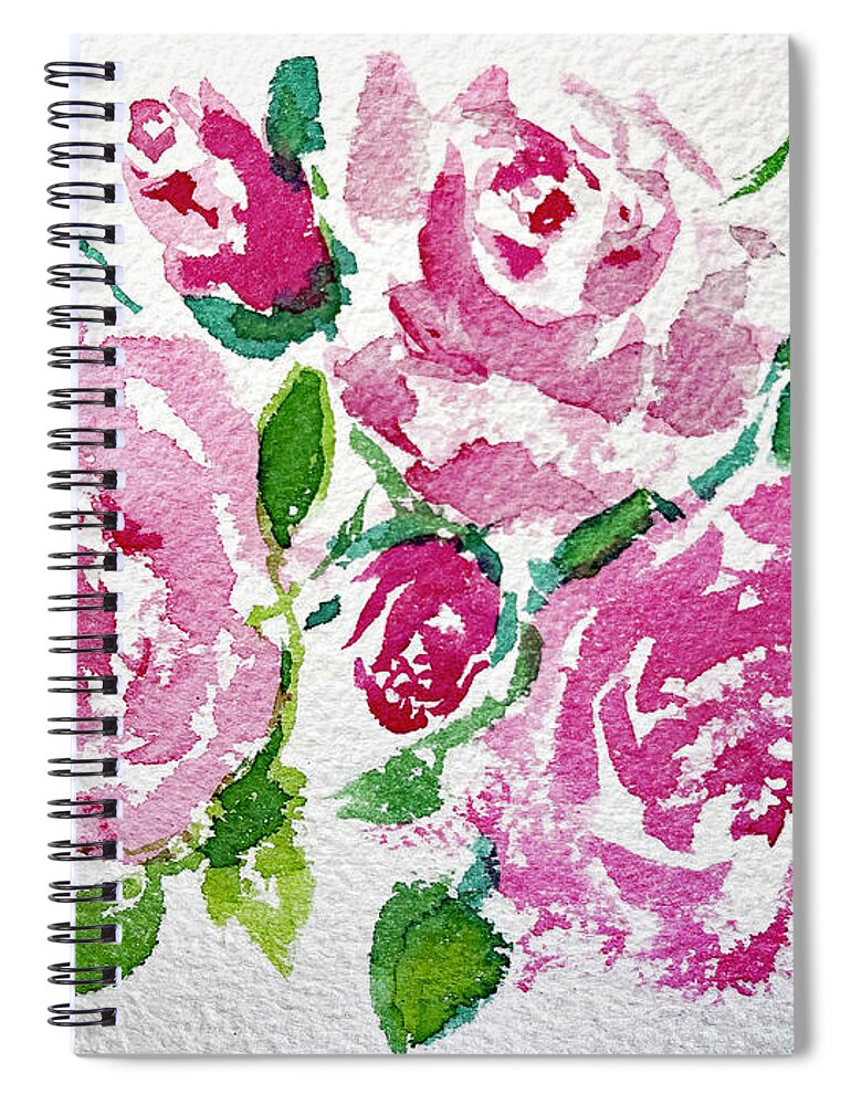 Watercolor Roses Spiral Notebook featuring the painting Shabby Watercolor Roses by Roxy Rich