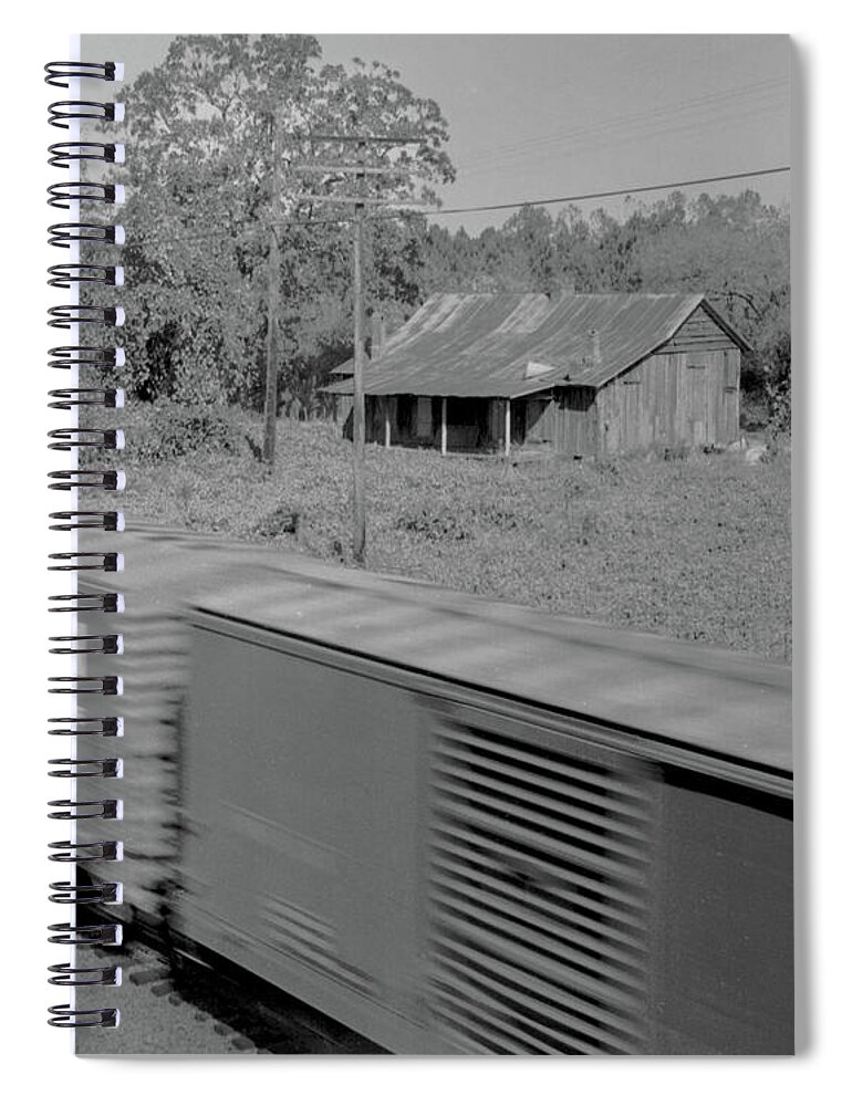 Lovejoy Spiral Notebook featuring the photograph Shack and train by John Simmons